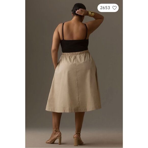 NEW Anthropologie Maeve Sleeveless Rib Poplin Twofer Fitted Midi Dress Plus 1X - Picture 3 of 3